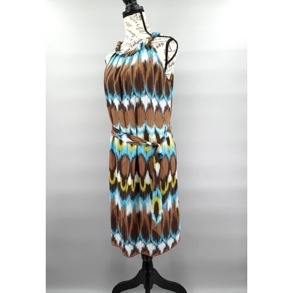 Banana Republic Silk Dress‎ Womens Small Grace Ikat Print Brown Sleeveless Tunic